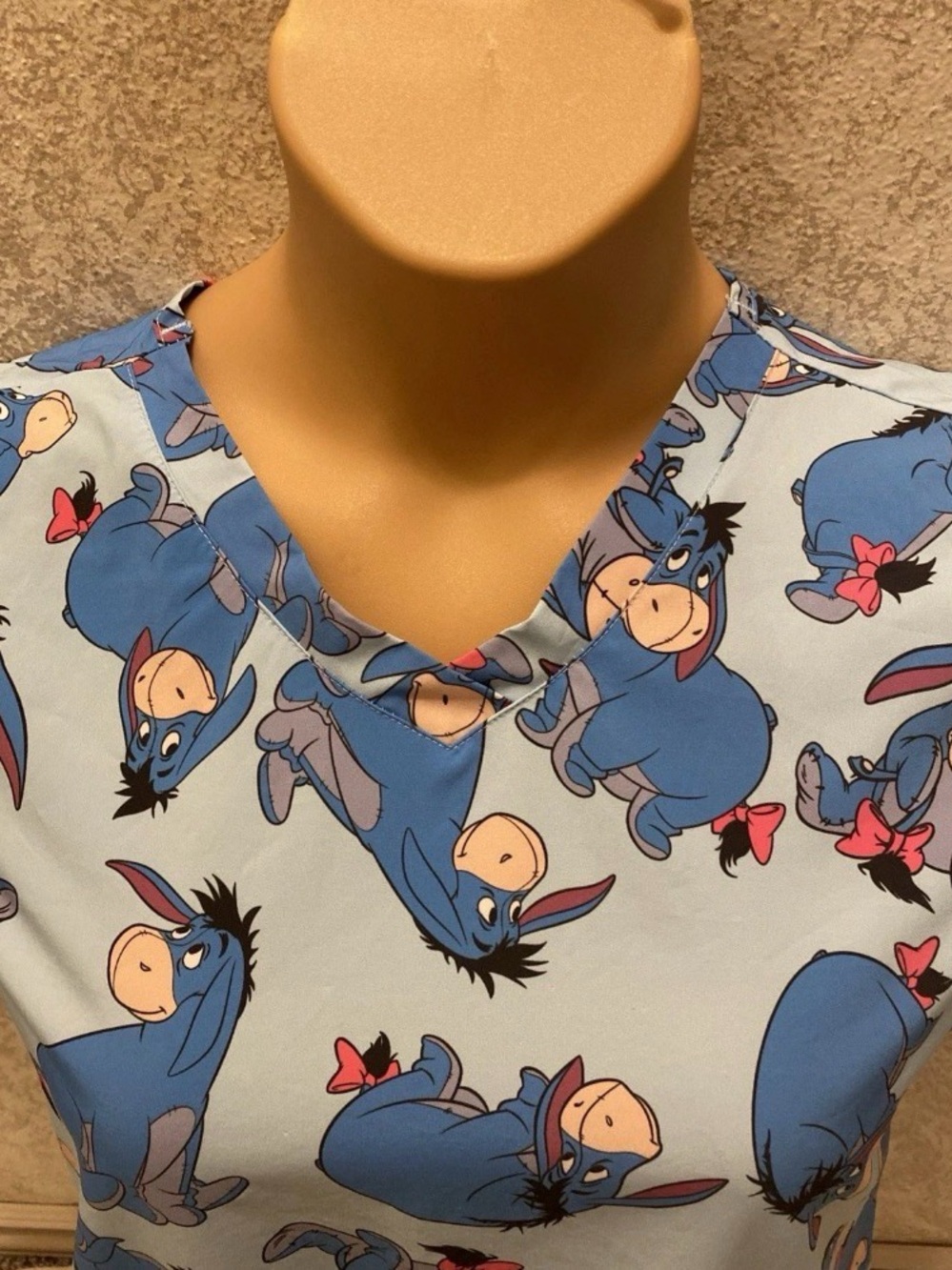 Disney Light Blue Eeyore Print Scrub Top - Picture 3 of 14